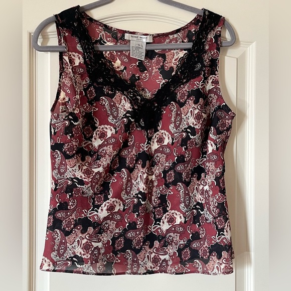 Nine West Camisole Blouse Polyester Paisley Pattern Women’s size 10 - Picture 1 of 15